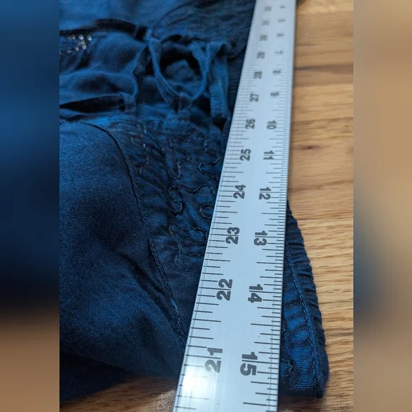 Magic Black Wide Leg Pants with Elegant Flow Beaded 100% Rayon One Size - Picture 11 of 14